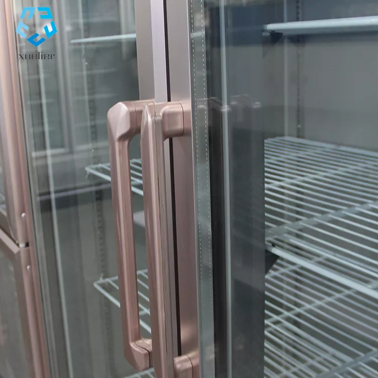 Commercial Glass Door Refrigerator Stainless Steel Upright Display Freezer