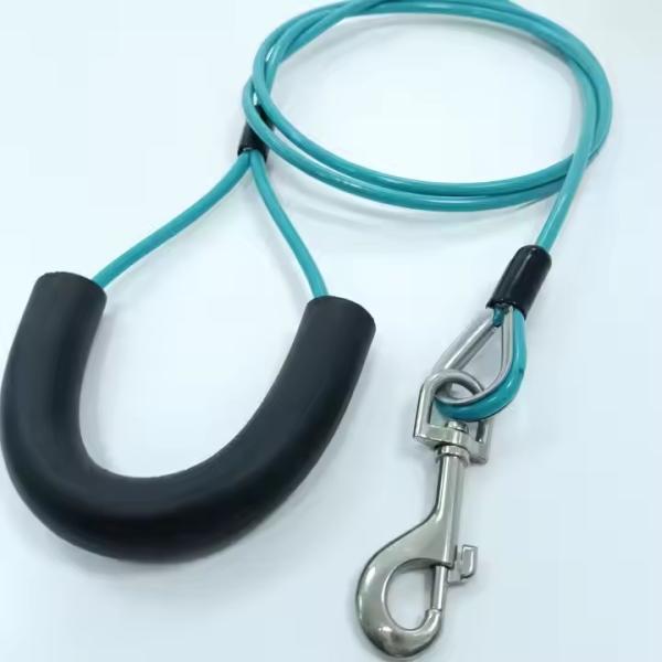 Câble d'attache pour chien à ressort en PVC 7x7 7x19 et piquet, longue laisse en nylon pour animaux de compagnie