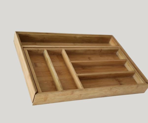 Promotional cheap kitchen expandable bamboo cutlery tray
