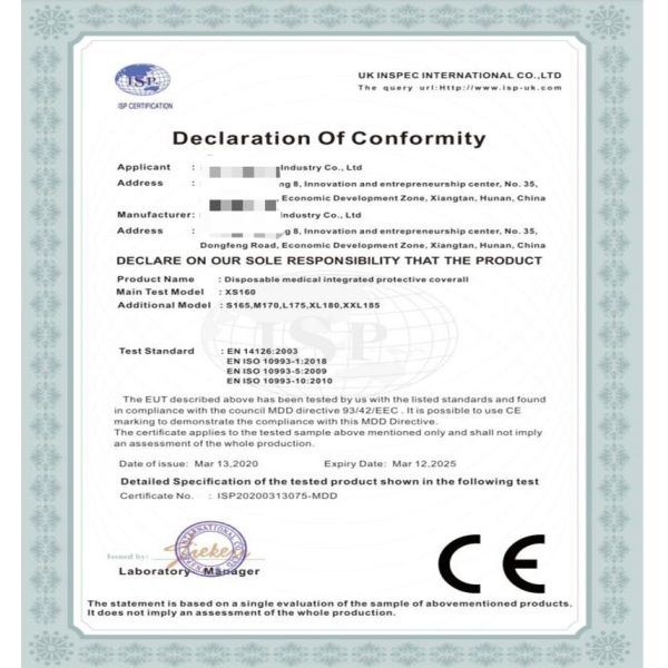 Knitted Cuff Disposable Protective Suit Waterproof Non Woven Surgical Applied