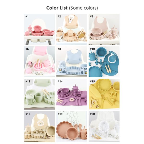 Оптовый младенец Geschirr привел отучать продукт набора Посуда младенца силикона плиты шара ложки шара ложки Bib силикона питаясь