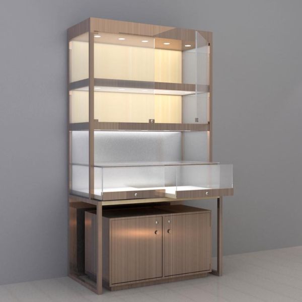 Luxury Wood Display Cabinets with Tempered Glass Doors 1800*1800*2000mm Luxury Style