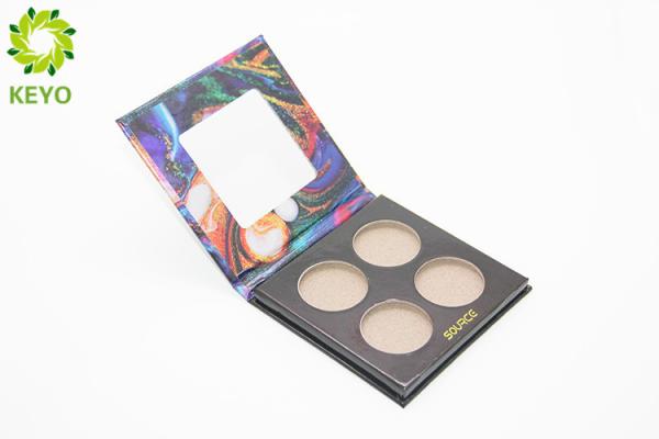 Recyclable 4 Pans Paper Empty Magnetic Eyeshadow Palette With Mirror