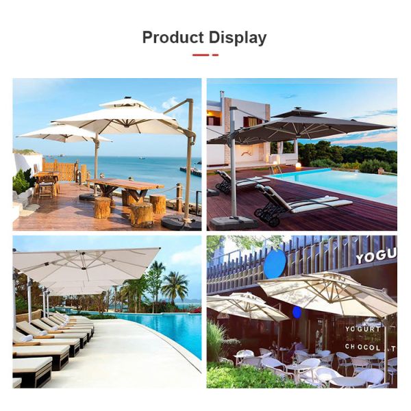 360 Degree Rotating Offset Patio Umbrella with LED Light Your Garden's Ideal Choice