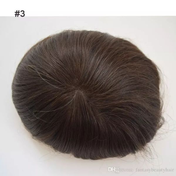 Brown Black Natural Custom Made Hair Units Hair Toupee For Men