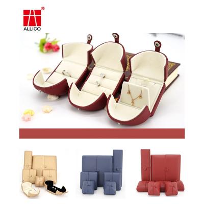 Wedding Velvet Double Ring Box , 4.7X 4.5X 4.5CM Ring Presentation Box