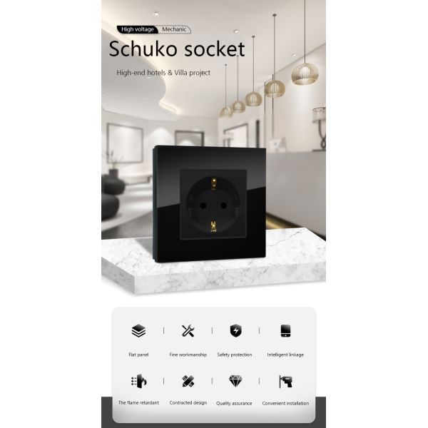 16 amp Schuko Wall Socket Champagne Color Vertical conjoined frame