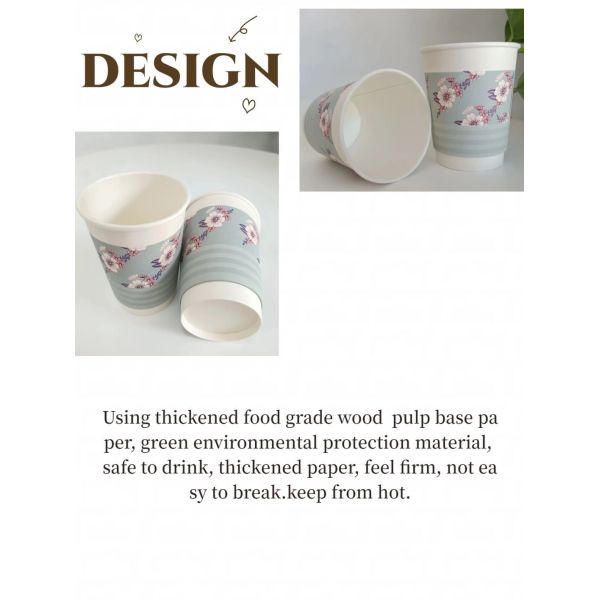 Disposable Double Wall 8 Oz Paper Cup for Beverage Coffee Tea Custom Logo Possibility