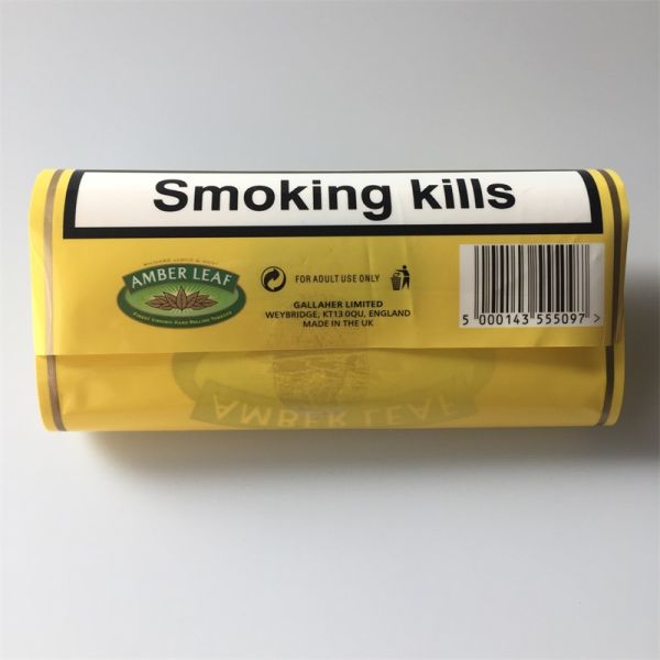 Yellow Loose Leaf Tobacco Packaging Pouch Plastic Ziplock Cigarette Bag