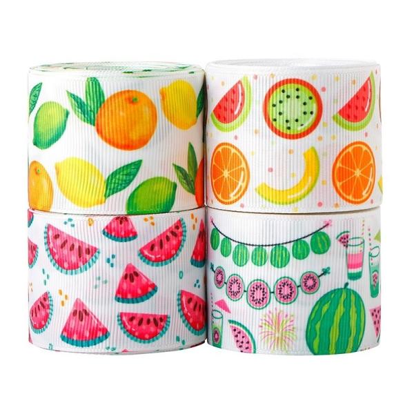 1.5 polegadas custom made Grosgrain Ribbon Featuring Summer Melancia Banana Frutas Impressão
