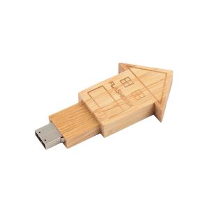 Custom Logo Casa em forma de madeira USB Flash Drive com madeira natural para