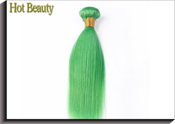 Green 100% Remy Virgin Human Hair , Straight Peruvian Weave Bundles