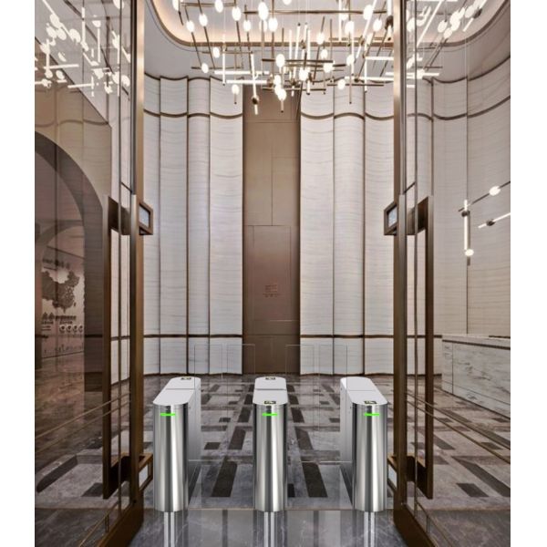 Silver Glass Security Turnstiles , Office Pedestrian Turnstile Gate 550-900mm