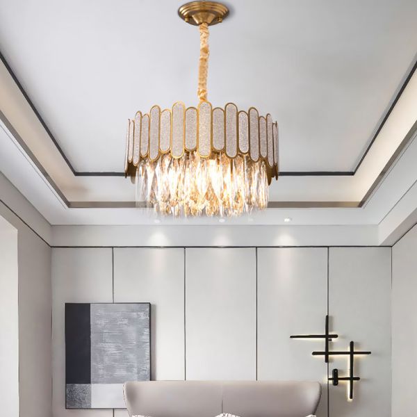 JYLINGTING Modern LED Crystal Chandelier Pendant Lamp Luxury Rectangle Lighting for Home for Bedroom & Living Room Modern Pendant Light