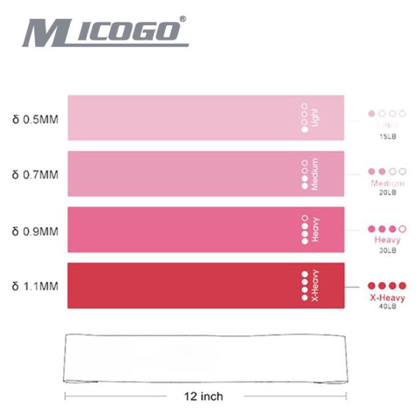 Logo Custom High Stretch Women Hip Butt Thigh Band 600*50mm 4 Pcs Set pink Mini Loop Resistance Band