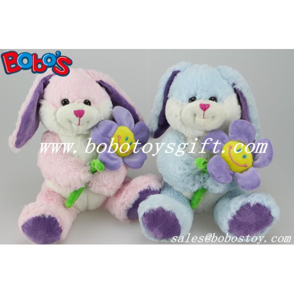 Blue Valentines Day Gift Bunny Stuffed Animals With Sun Flower