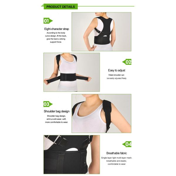 Hot selling high quality black back posture corrector clavicle brace