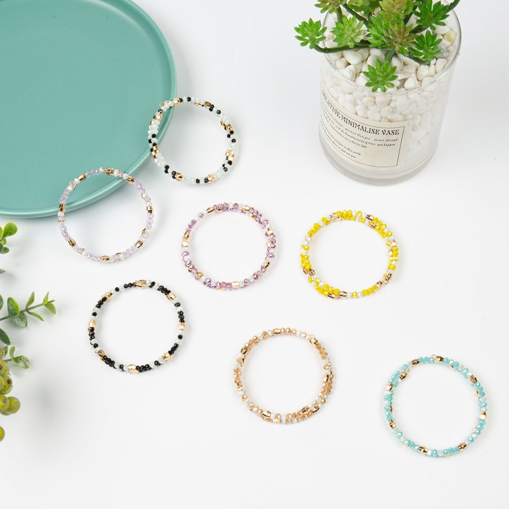 OEM Shinny лимонножелтые кристаллические браслеты шариков Bangle 2 слоев латунный
