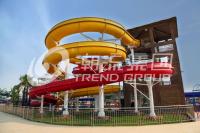 CE en spirale fait sur commande extérieur de glissières d'eau rouge des glissières d'eau de fibre de verre FRP