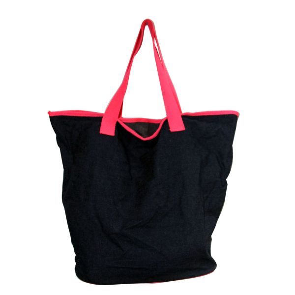 Navy Jeans Fabric Carrier Bags Plastic Seal fashion easy storage light for carry out door shopping