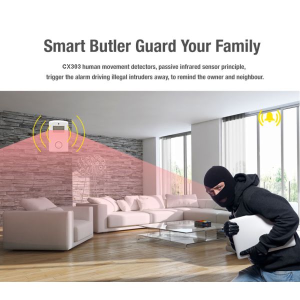 Indoor 130dB Wireless Motion Sensor Alarms with Remote Control Alarm CX303