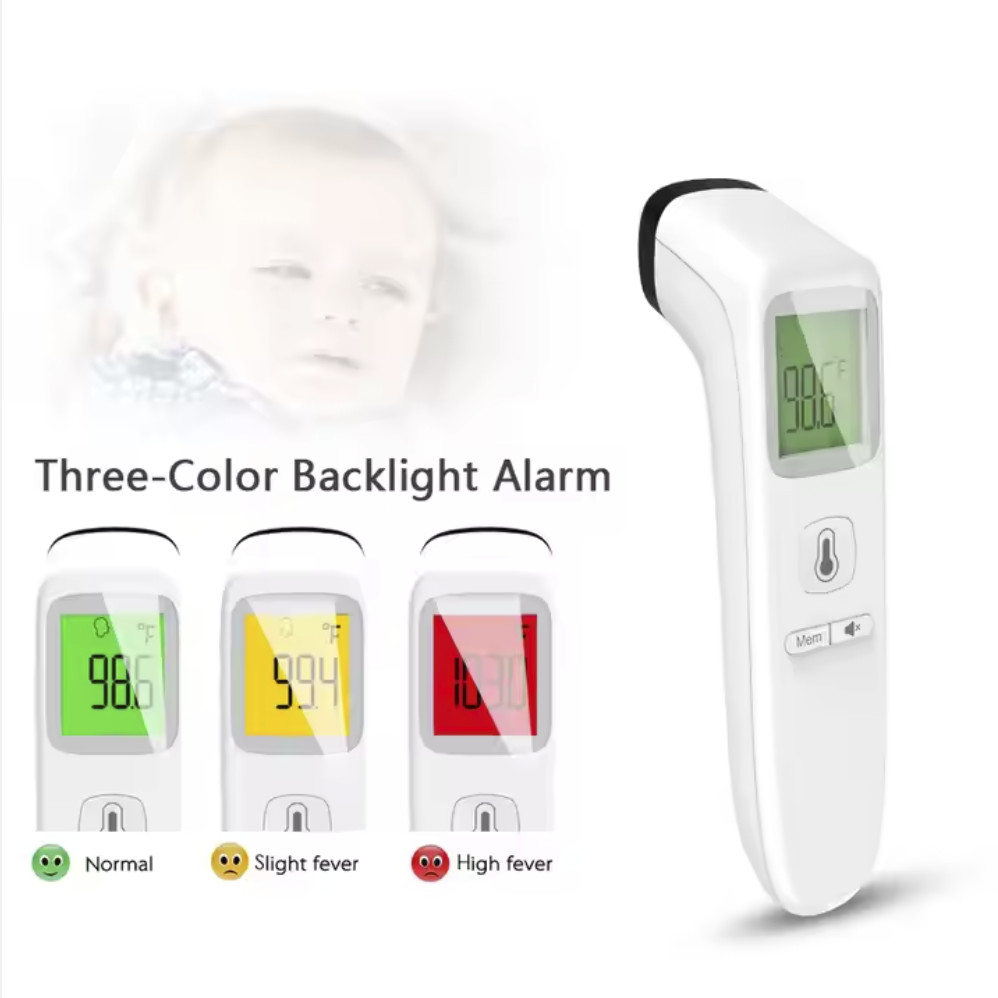 Auto Shut Off Digital Forehead Thermometer 3VDC No Touch With Colour Changing Display
