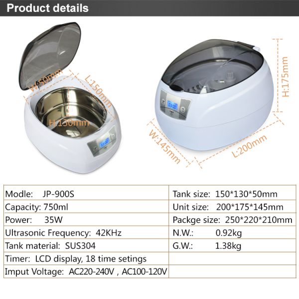 Уборщик JP-900S Skymen 750ml цифров ультразвуковой для мыть продуктов личной заботы