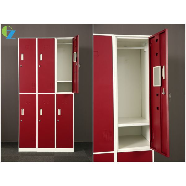 Одежд красочной шкафчик 6 двери стальной с изменением зеркала