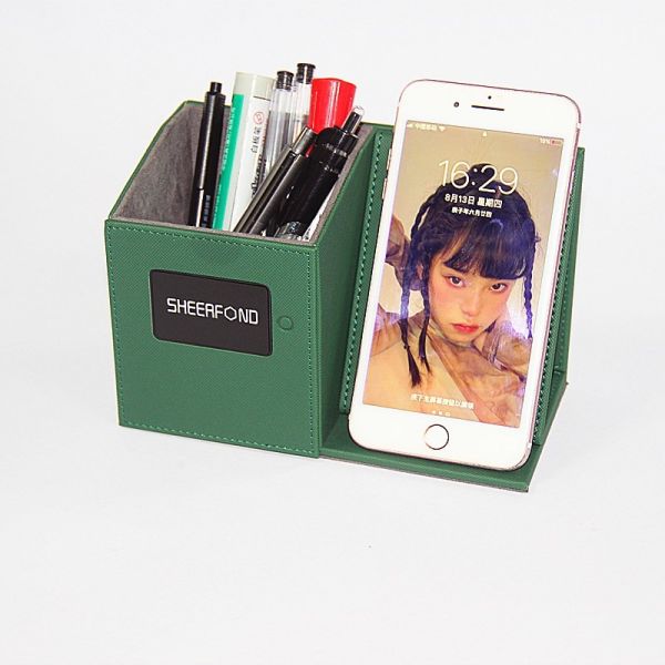 OEM Green Wireless Charging Pen Holder With Mobile Phone Holder