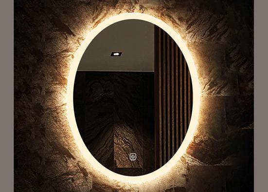 Hotel Oval LED Bathroom Mirror , Modern Oval Bathroom Wall Mirror With LED Lights
