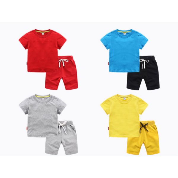 Custom Logo Summer Children's Clothing Kids Cotton Sportswear