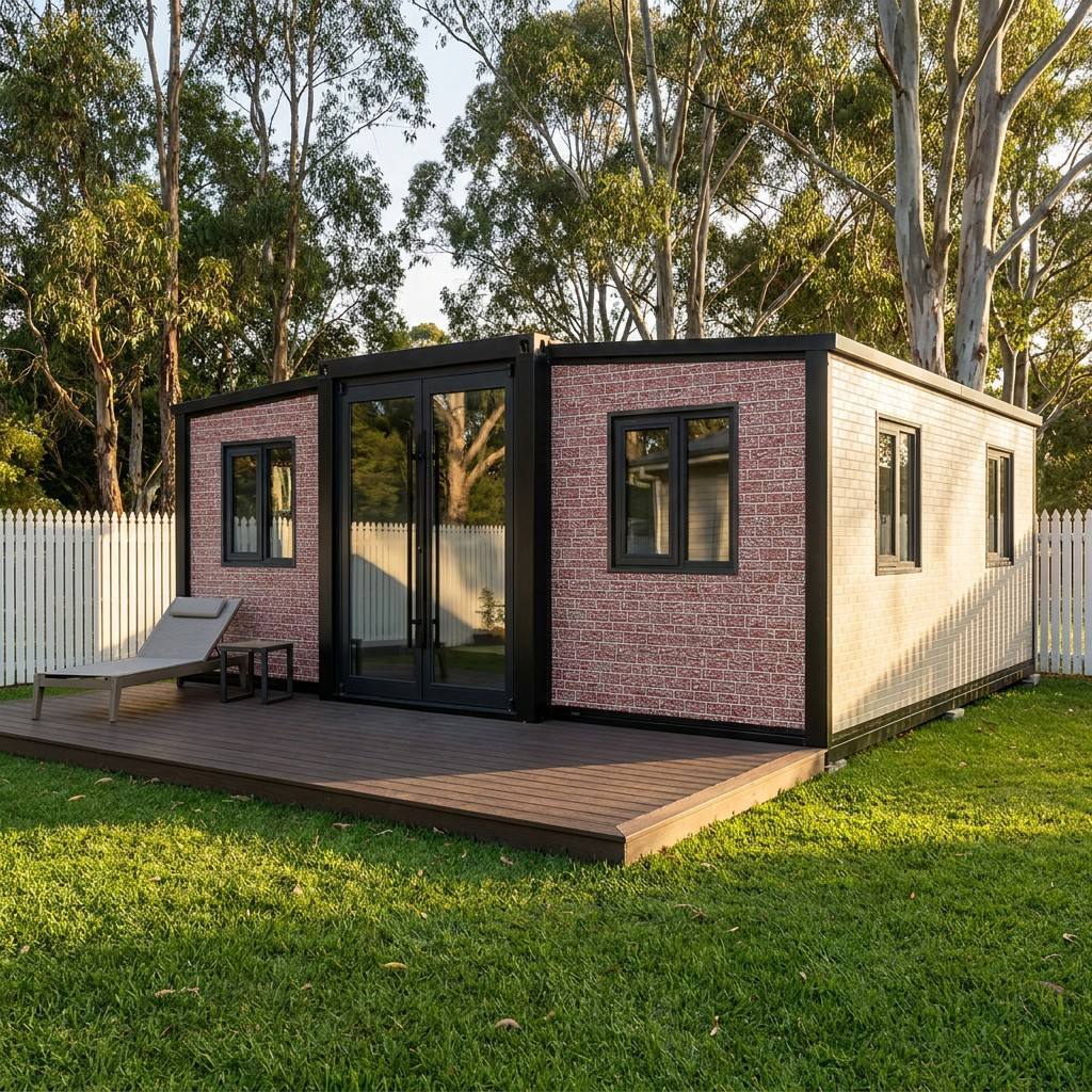 20ft Expandable Container House for Australian Granny Flats - Urban Brick Texture