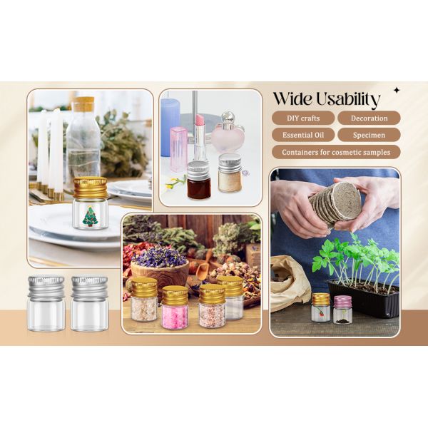 Clear Transparent Glass Cream Jars Metal Lid 4oz Spiral Mouth Aluminum Body Butter For Skin Care Cosmetic, Glass Jars Small Clear Vials with Screw Caps Tiny Containers