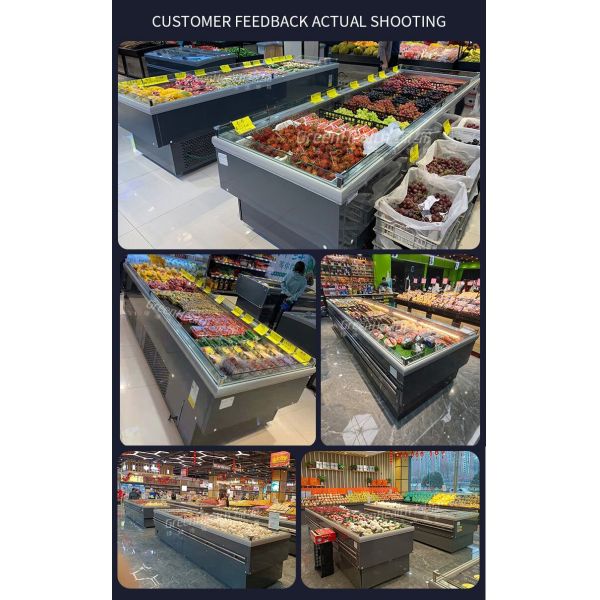 Тип витринный шкаф 700L квадрата открытый плода овоща магазина замораживателя острова супермаркета
