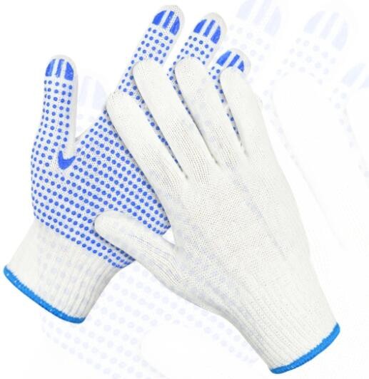 Customized Heavy Duty Cotton Gloves 21cm-26cm Pvc Dotted Cotton Hand Gloves