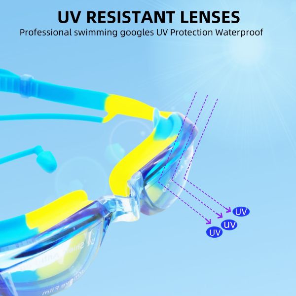 Blue Lens Kids Swim Goggles Outdoor Swimming Goggles With  PC Frame