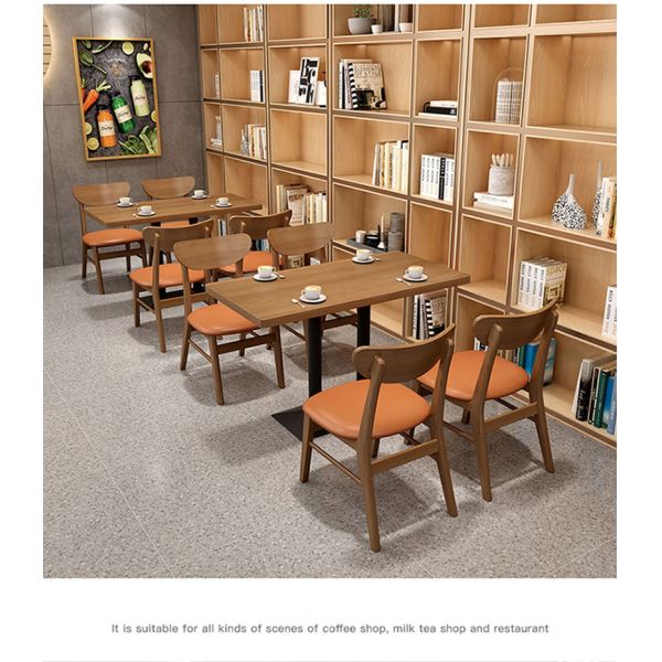 Foshan Factory Restaurant Table and Chairs Commercial Coffee Table With Chair Solid Wood Booth Sofa Seating for Restaurant