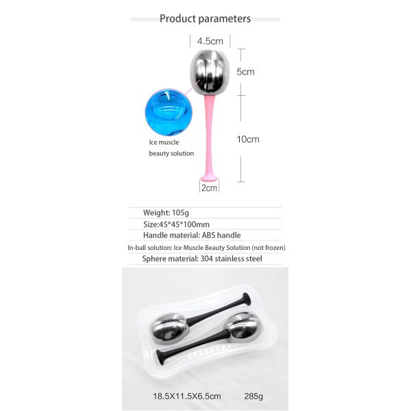 Customized Logo Availabled Stainless Steel Ice Face Globes for Women Face Eyes Beauty Cryo Sticks Roller Gua Sha Freeze Tools