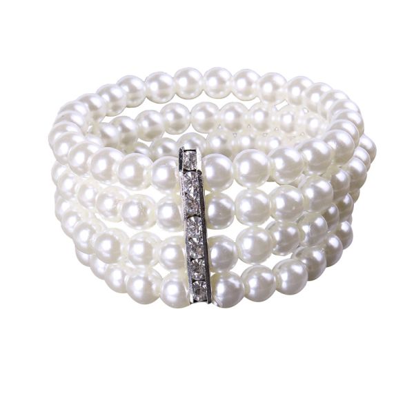 2025 Fashion Multilayer Pearl Jewelry Bracelet Pearl Sliver Plating Stainless Steel Gift Party Bangle