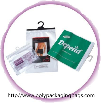 Customized Poly Bags With Hangers / Laminated PET T Shirt Packing Bag