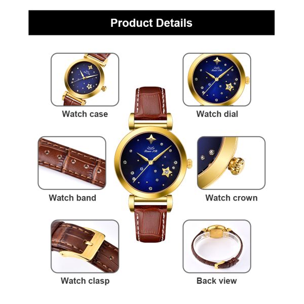 Дизайн золотых часов элегантного кварцевого дозора из нержавеющей стали 2022 года небольшой круглый для дамы