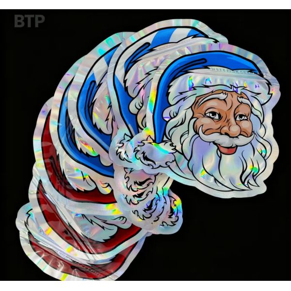Gravure Printing Santa Shaped Ziplock Snack Bag Customized Logo Printing Ideal for Child Food Candy Storage Small Business Gifts Gemstones Included