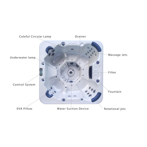 Ванна джакузи спа массажа водоворота 7 человеков на открытом воздухе с насосом массажа