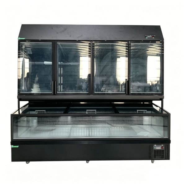 Commercial Island Display Cabinet Top Refrigeration Bottom Freezing For Supermarkets