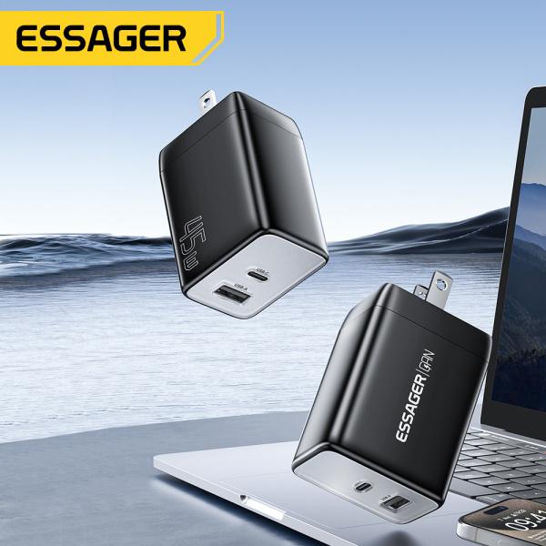La série ESSAGER ES-CD40 PD GaN chargeur QC4.0 QC3.0 QC2.0 à deux ports USB C 45W