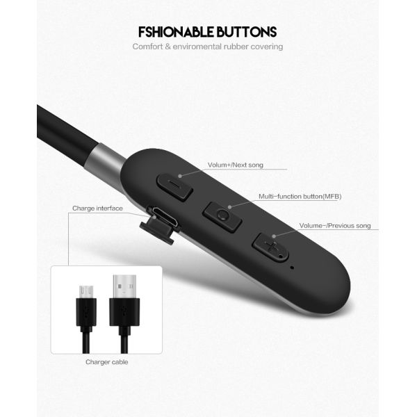 OEM Heavy Bass Sport Neckband Bluetooth Headphones 15h Play Time