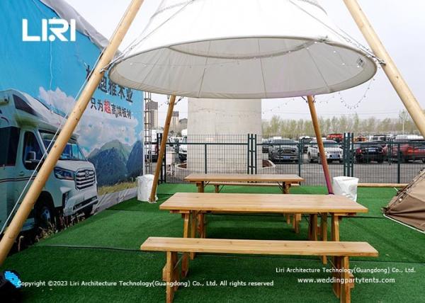 Water Resistant Outdoor Event Tents White Tipi Bamboo Lantern Glamping Tents For Party