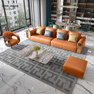 Sofás secionais dos sofás da sala de visitas moderna de couro luxuosa com Recliners Brown