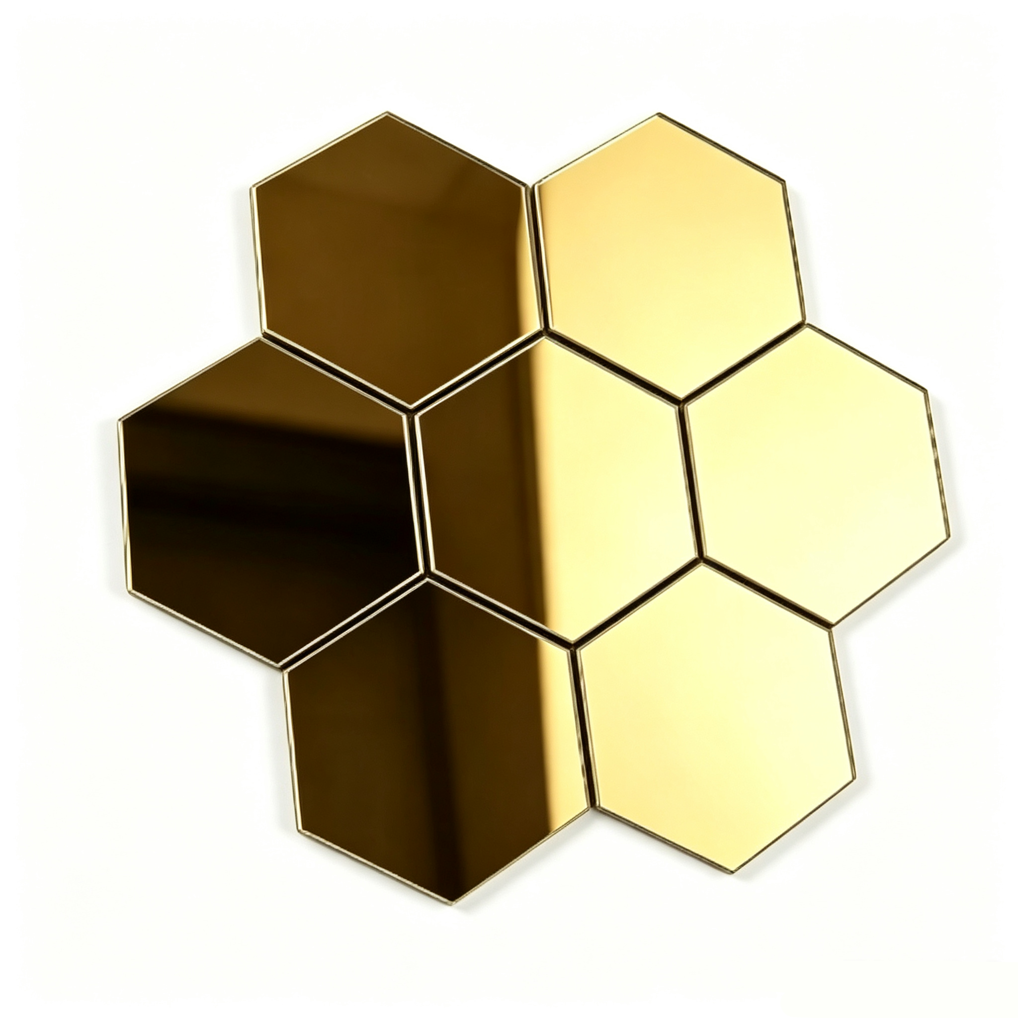 Hexagon Gold PET Mirror Sheet Self Adhesive Metallic Reflective For Home Decor