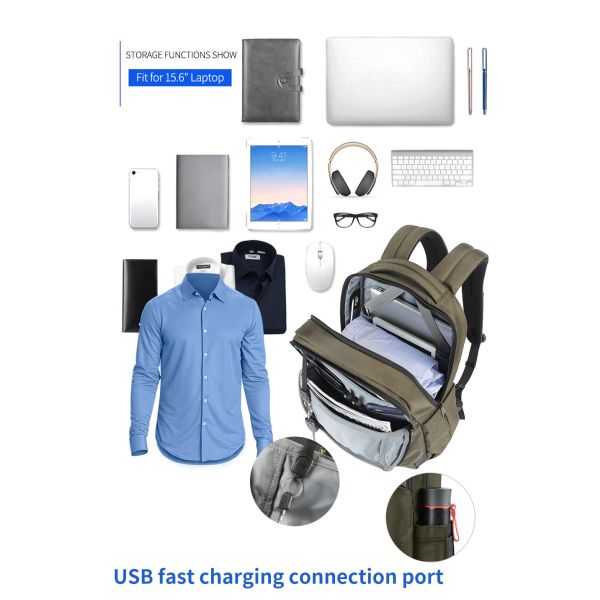 T-B3906 RFID Black Softback Waterproof Laptop Travel Backpack